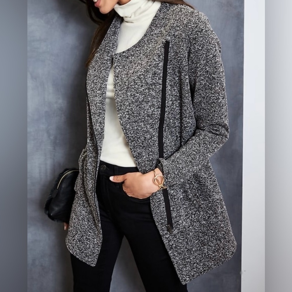 Banana Republic Asymmetrical Moto Zip Mid Length Coat